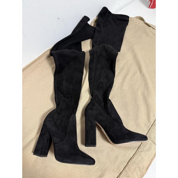 Tamara Mellon  Vero Cuoio Thigh High Suede Boots Womens Size 36.5 Block Heel - Picture 3 of 10